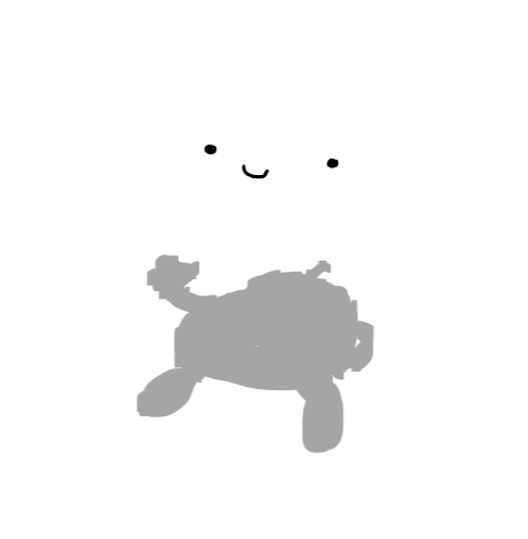 A smiley face apparently suspended in mid-air. On the floor below it is the hazy shadow of a waving robot.