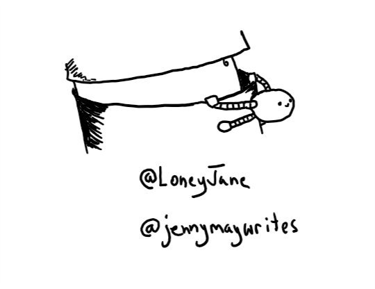 a smiley little round robot clinging with its arms and legs to the waistband of someone's leggings and pulling itself forward to stretch them out.