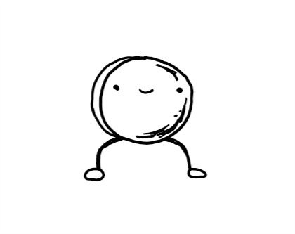 A disc-shaped robot with little legs and a small, happy face on the front.