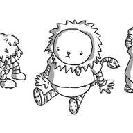 Three robots designed to look like anthropomorphic lions wearing football shirts and boots. One is sitting slumped with its head resting on its folded arms, one is sitting down looking miserable and one is on its knees crying in despair, shaking its fist at the skies.