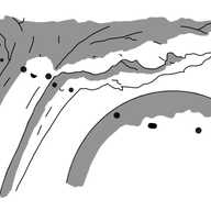Four rhubarb stalks with little smiling faces on them - one is asleep - looming over an astonished-looking Bigbot.
