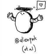 a largish ovoid robot with a propeller on its top and no legs. has two thick, banded arms open for a hug and a little smiley face near the top of its body. a speech bubble coming from it depicts a heart.