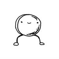 A disc-shaped robot with little legs and a small, happy face on the front.