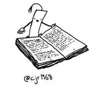 a flat, rectangular robot with a tassel for an antenna, cheerfully holding a book open