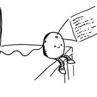 A happy, round-topped robot with no arms sitting on the edge of a desk with a wire running from its side into a laptop's audio jack. A little emitter in the middle of its forehead projects a small holographic window filled with text.