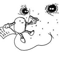 a small robot perched on a freckled person's nose, counting off each freckle with a pencil while flourishing a page marked with tallies. it has a look of intense concentration on its face while the owner of the nose is going cross-eyed trying to focus on it.